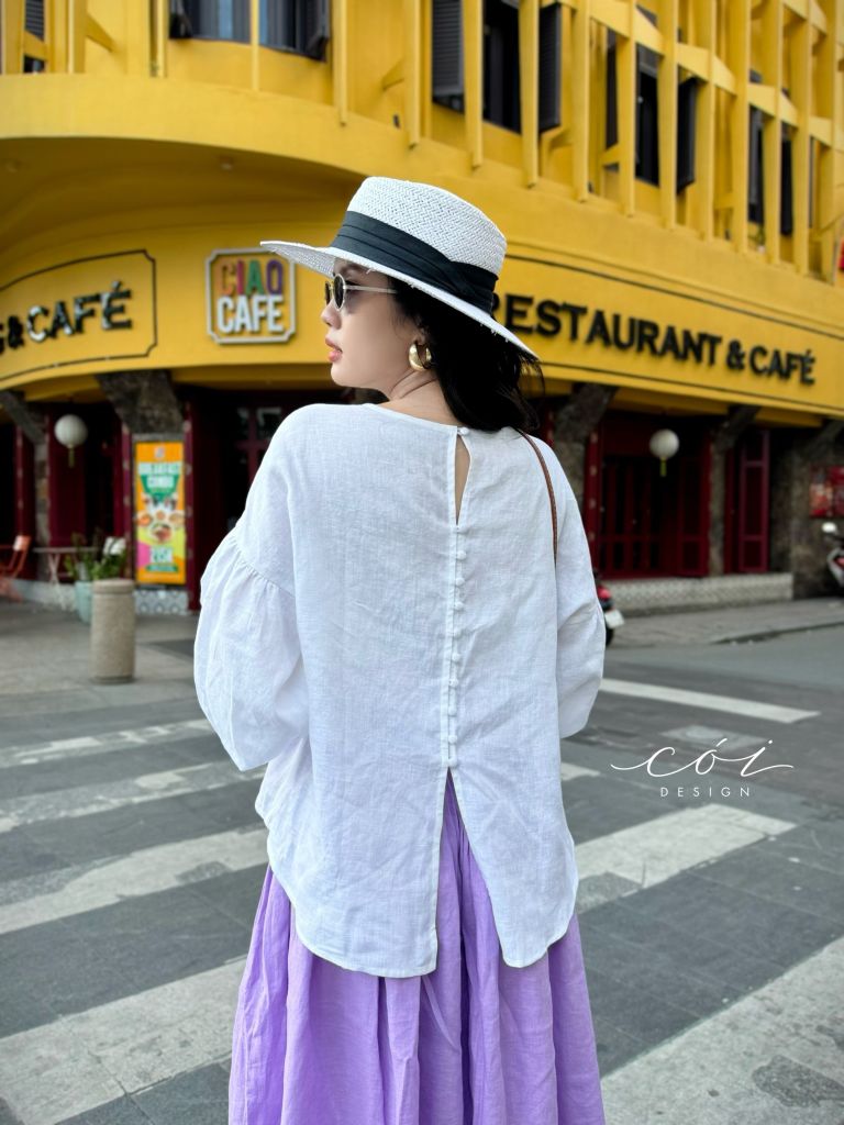 Chân váy xòe xếp ly eo linen tưng Cói Design