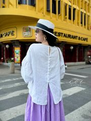 Áo tay phồng hàng nút bọc lưng linen tưng Cói Design