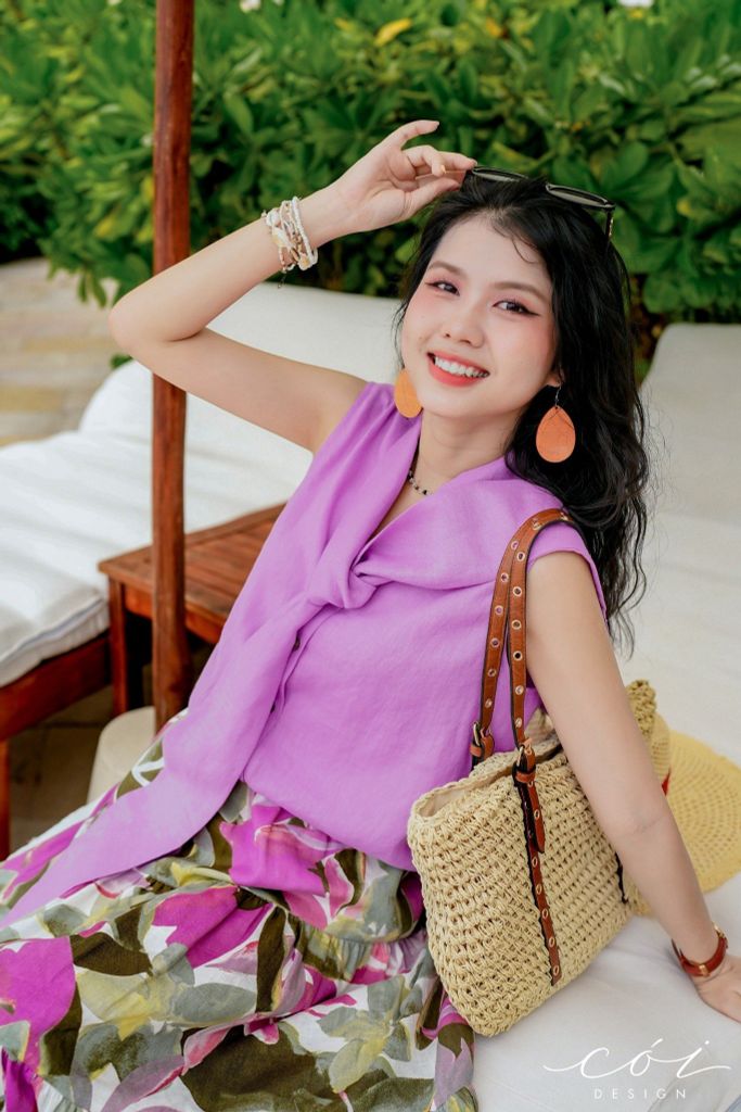 Áo cổ phối dây Hàn Quốc Linen tưng premium Cói Design
