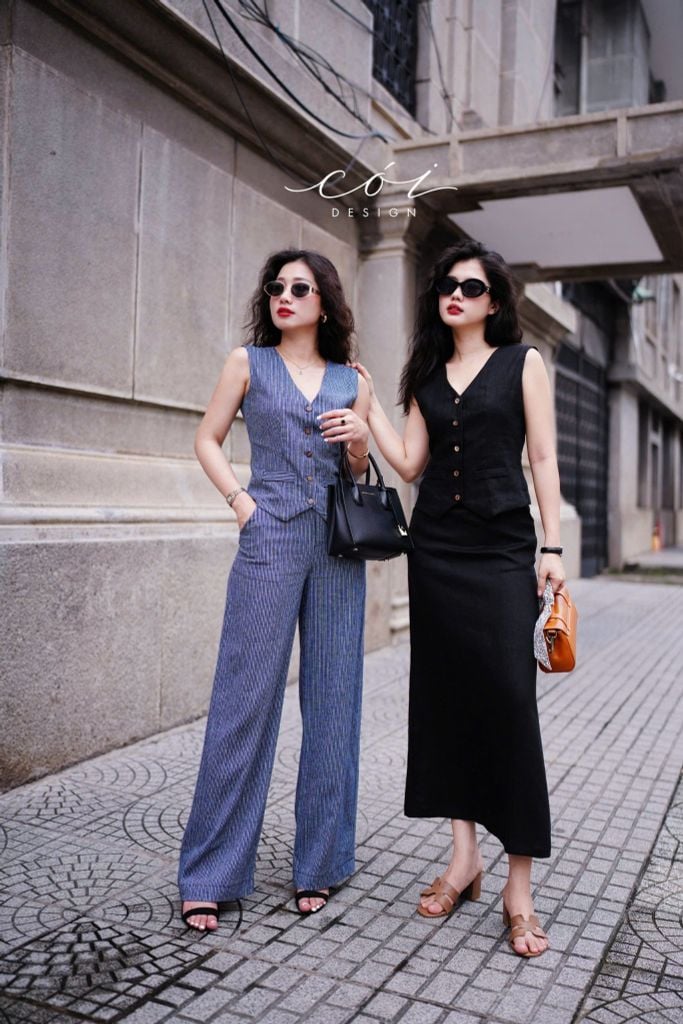 Chân váy suông xẻ tà linen tưng premium Cói Design