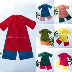 Set Áo Dài Bé Gái Sắc Xuân Linen Cói Design
