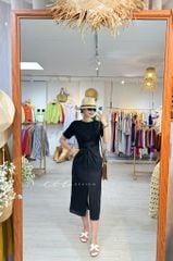 Đầm chéo eo linen tưng premium Cói Design
