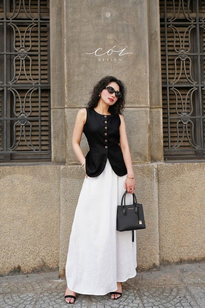 Chân váy suông lưng thun linen tưng Cói Design