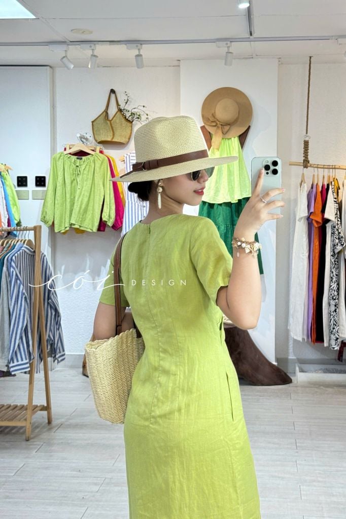Đầm chéo eo linen tưng premium Cói Design