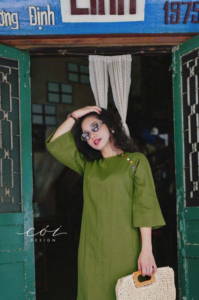 Áo dài xuân khởi sắc Linen tưng premium Cói Design