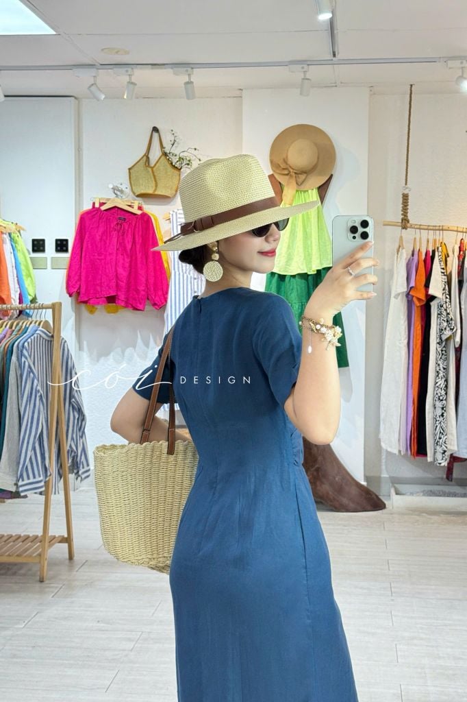 Đầm chéo eo linen tưng premium Cói Design