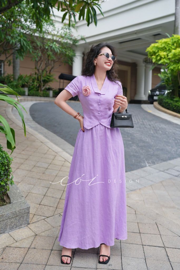 Chân váy suông lưng thun linen tưng Cói Design