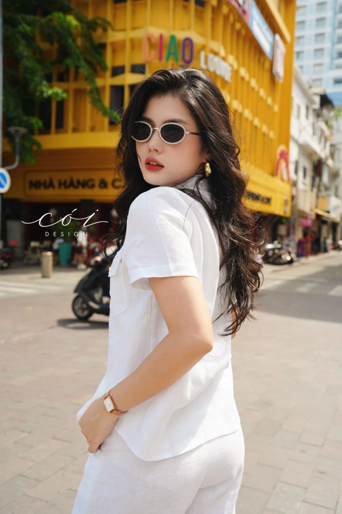 Áo 2 túi tay ngắn linen Cói Design