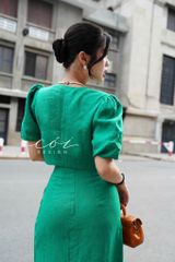 Áo tay phồng croptop nút bọc Linen tưng premium Cói Design