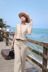Set áo gile quần dài linen Hàn Cói Design