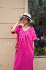 Đầm suông tay bí kèm belt linen tưng Cói Design