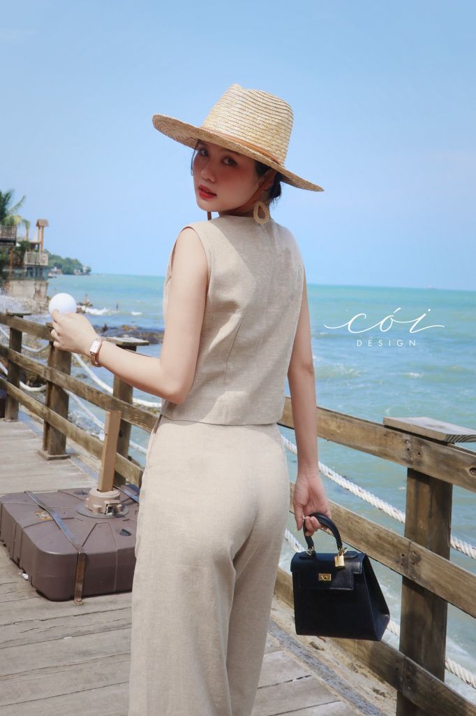 Set áo gile quần dài linen Hàn Cói Design
