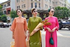 Áo dài thêu tay Song Hoa Linen tưng premium Cói Design