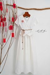 Áo gile xéo nút tay ngắn linen tưng premium Cói Design