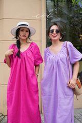 Đầm suông tay bí kèm belt linen tưng Cói Design