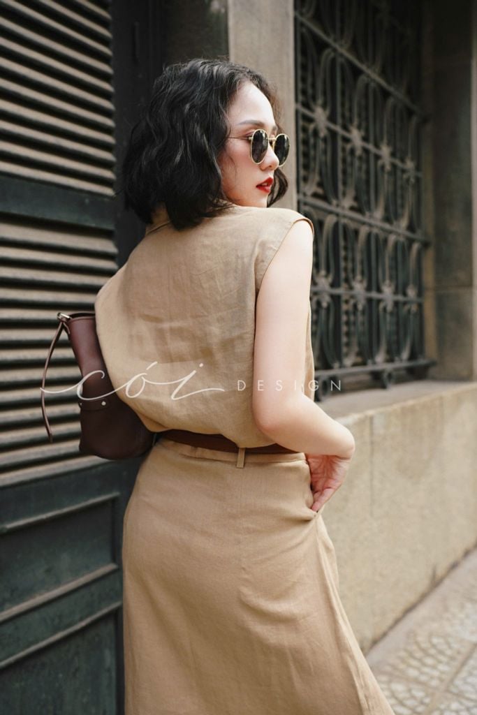 Chân váy xẻ 2 bên Linen tưng premium Cói Design