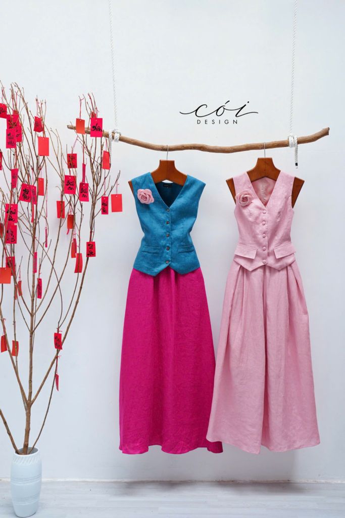 Áo Gile 2 Nắp Túi Linen Cói Design