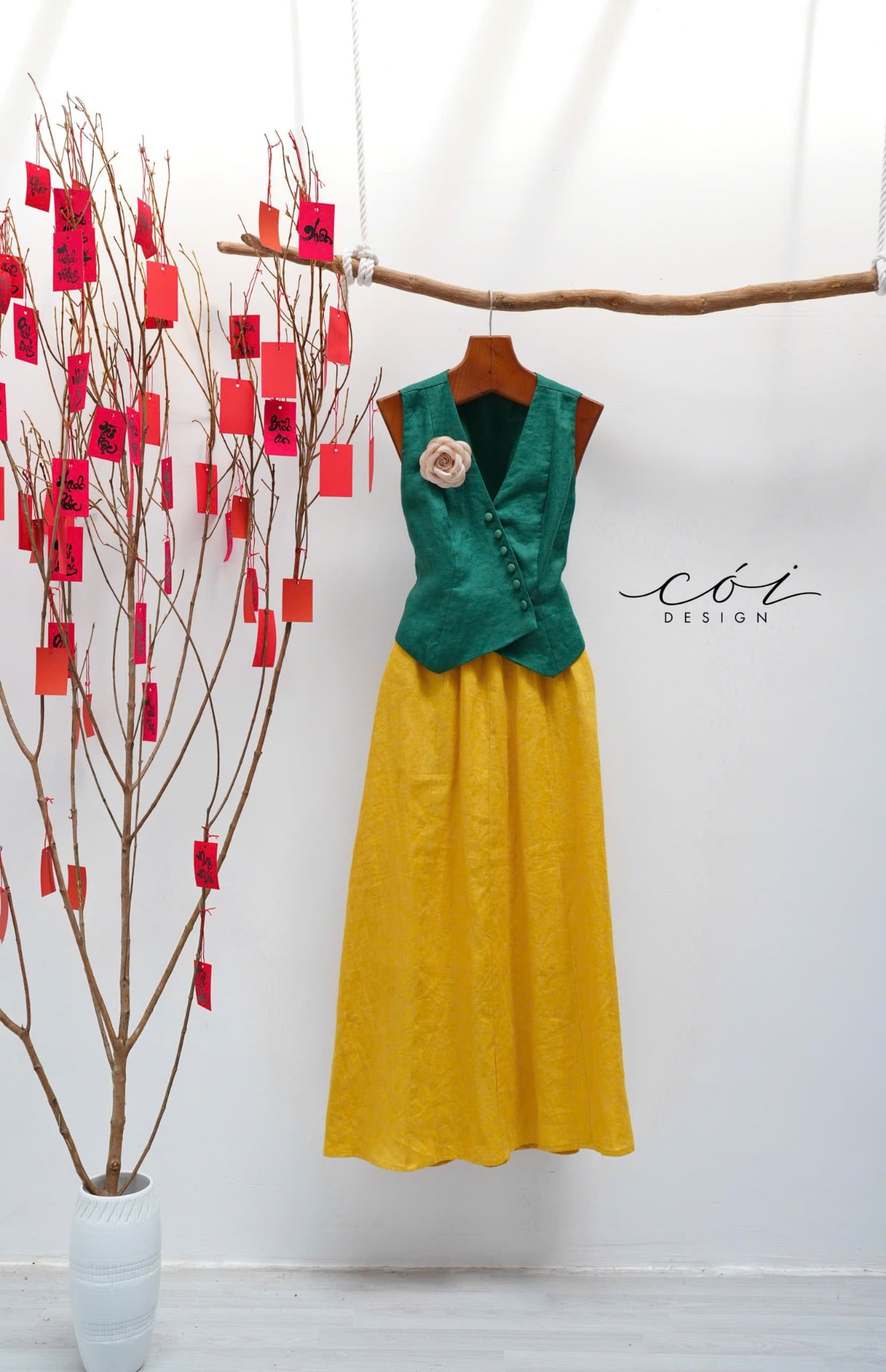 Chân váy suông lưng thun linen tưng Cói Design