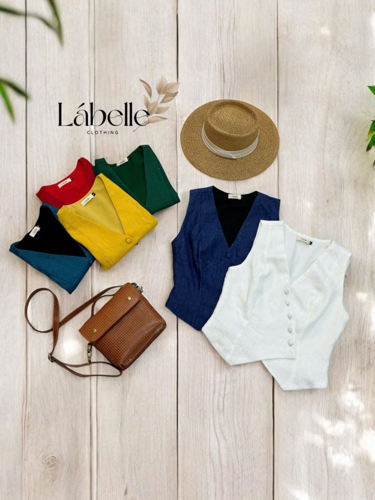 Áo Gile Nút Bọc Linen tưng premium Lá Belle