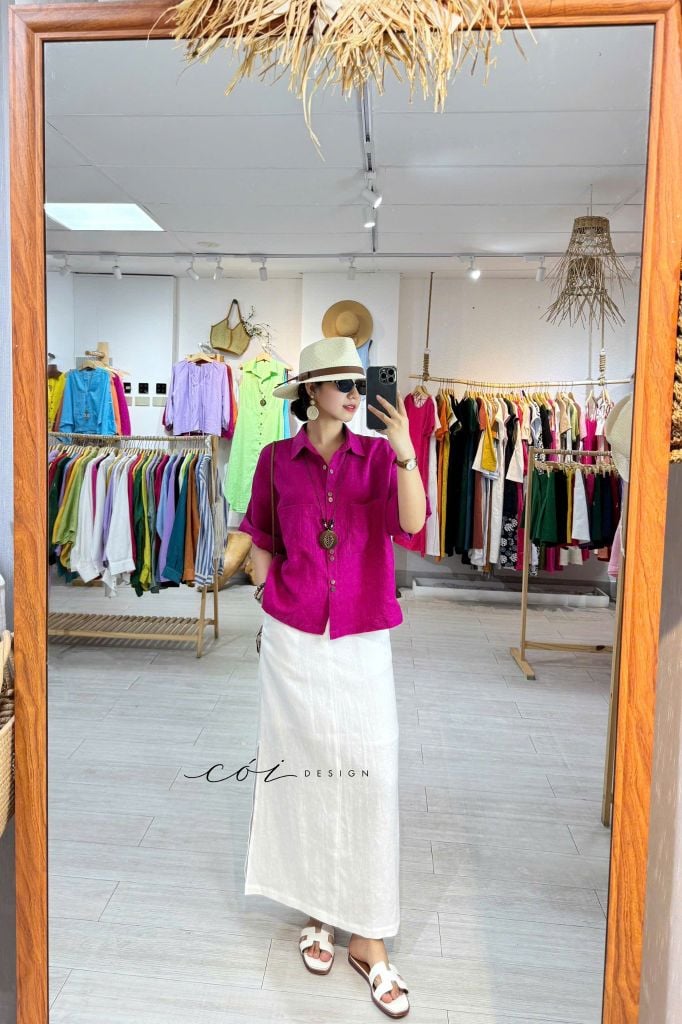 Áo sơ mi hàng nút đôi linen tưng premium Cói Design