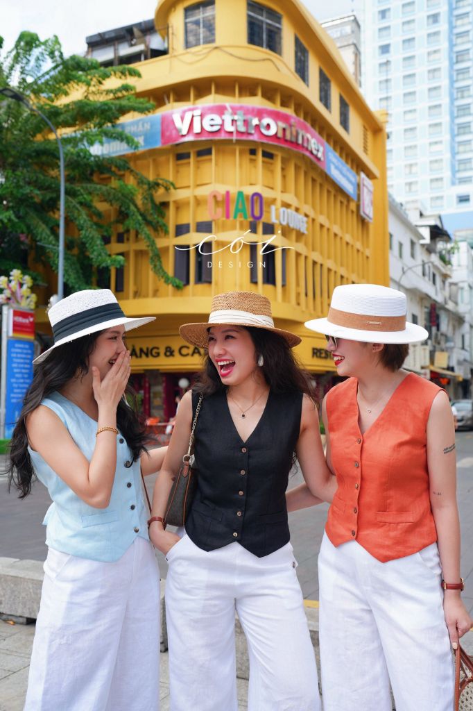 Áo gile phối dây linen tưng premium Cói Design