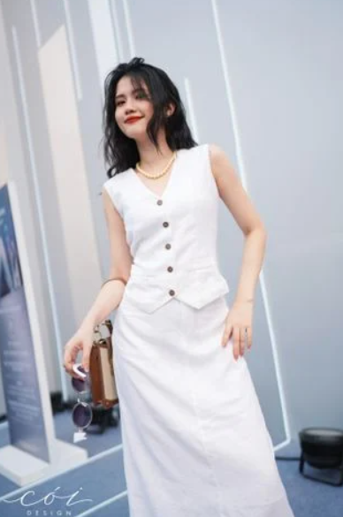 Chân váy gile linen tưng premium Cói Design