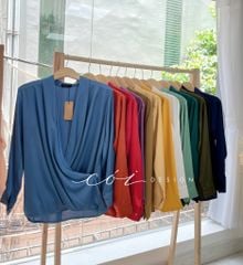 Áo sơ mi lụa đắp chéo Cói Design