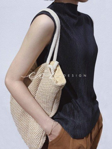 Áo cổ lọ vải dập ly Cói Design
