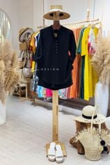 Set short áo cổ trụ Linen Cói Design