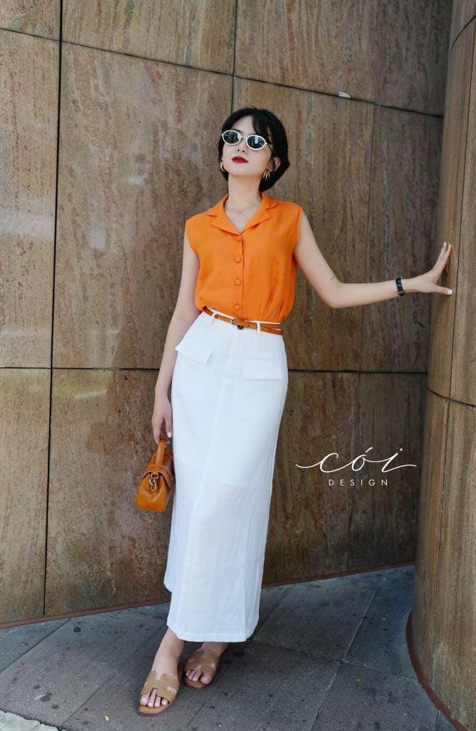 Áo sát nách nút bọc Linen tưng premium Cói Design