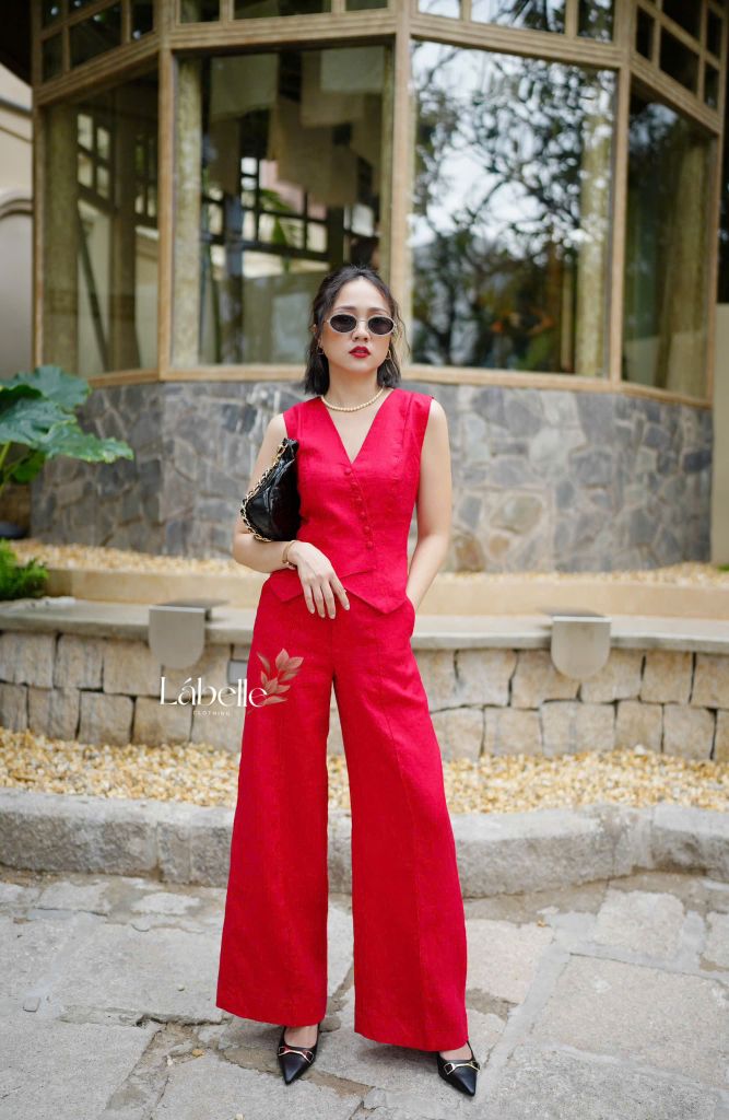 Quần Suông Ly Giữa Linen Tưng Lá Belle