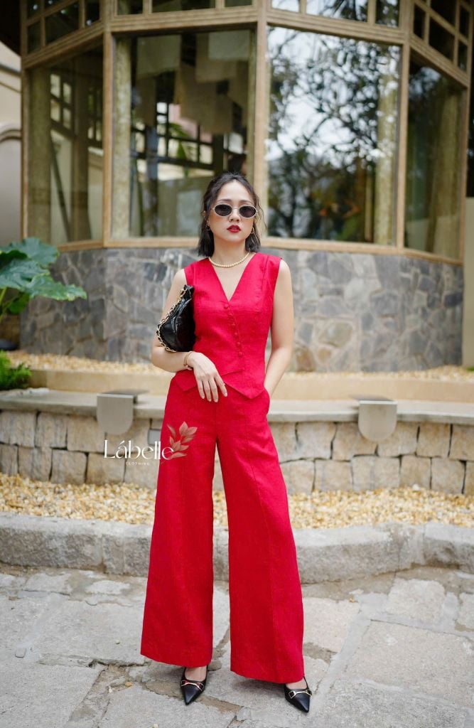 Áo Gile Nút Bọc Linen tưng premium Lá Belle