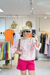 Áo tay phồng nút lưng linen hàn Cói Design