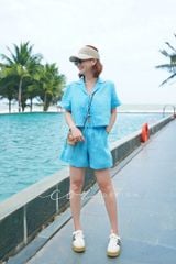 Quần short xếp ly lưng thun linen tưng premium Cói Design