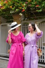 Đầm suông tay bí kèm belt linen tưng Cói Design