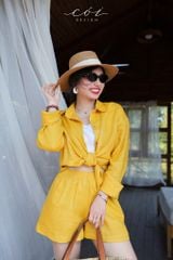 Quần short lưng thun Linen tưng premium Cói Design