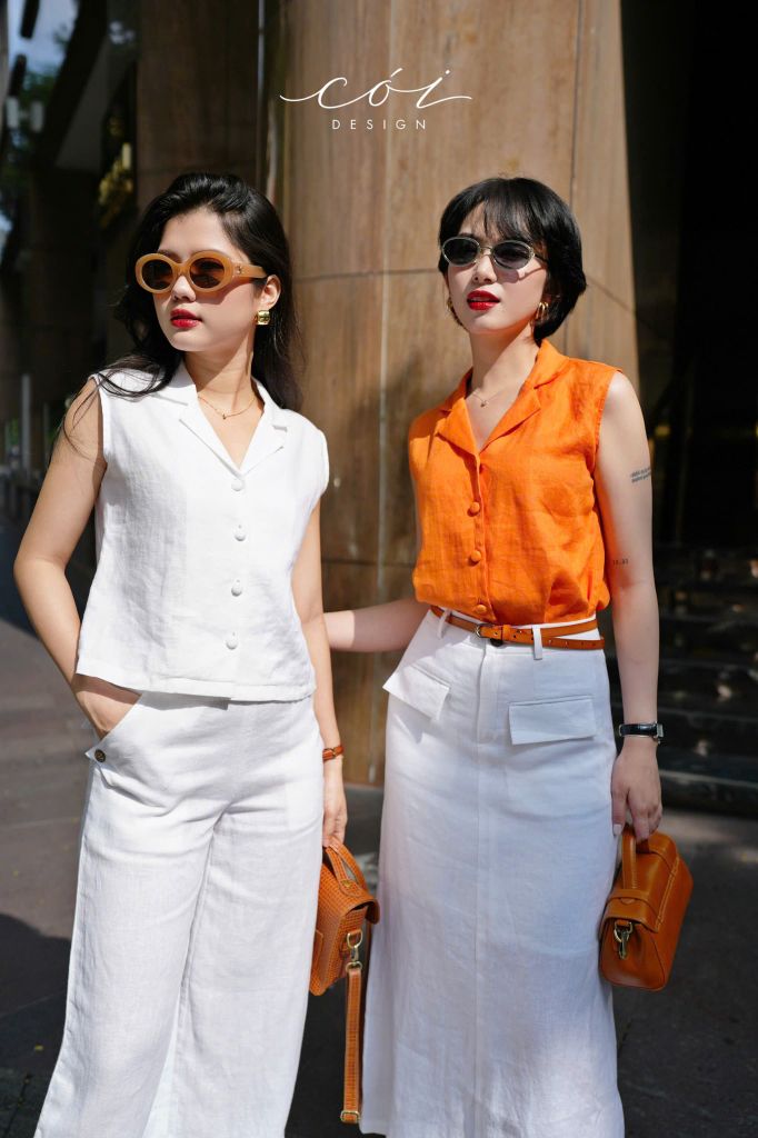 Áo sát nách nút bọc Linen tưng premium Cói Design