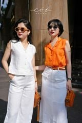 Áo sát nách nút bọc Linen tưng premium Cói Design