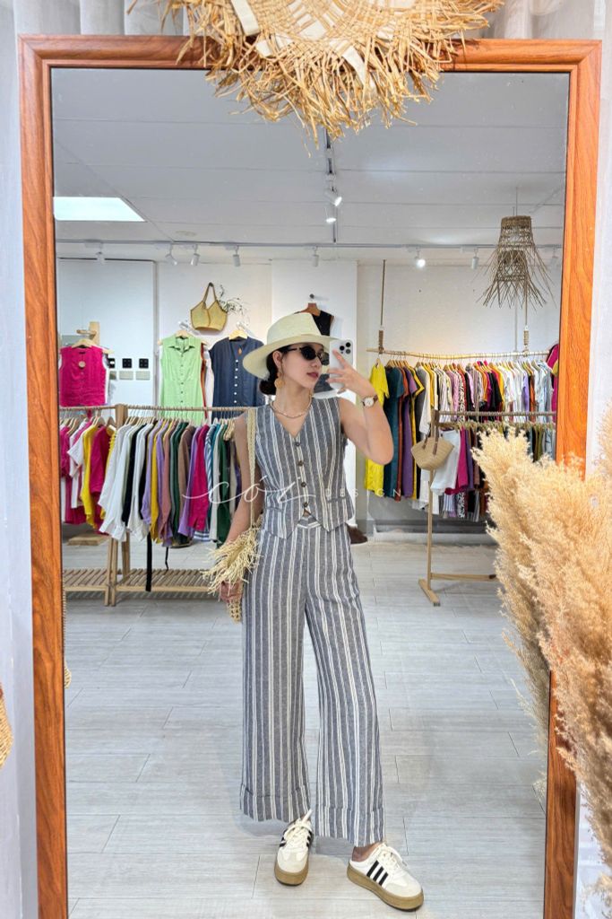 Áo Gile nút dừa Linen tưng Cói Design