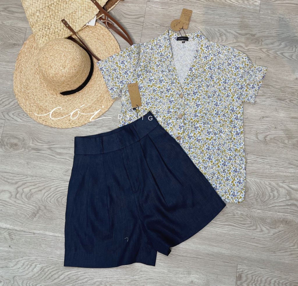 Áo danton họa tiết linen Nữ Cói Design