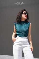 Quần suông phối nút linen tưng premium Cói Design