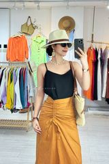 Chân váy rút dây linen tưng premium Cói Design