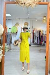 Đầm chéo eo linen tưng premium Cói Design
