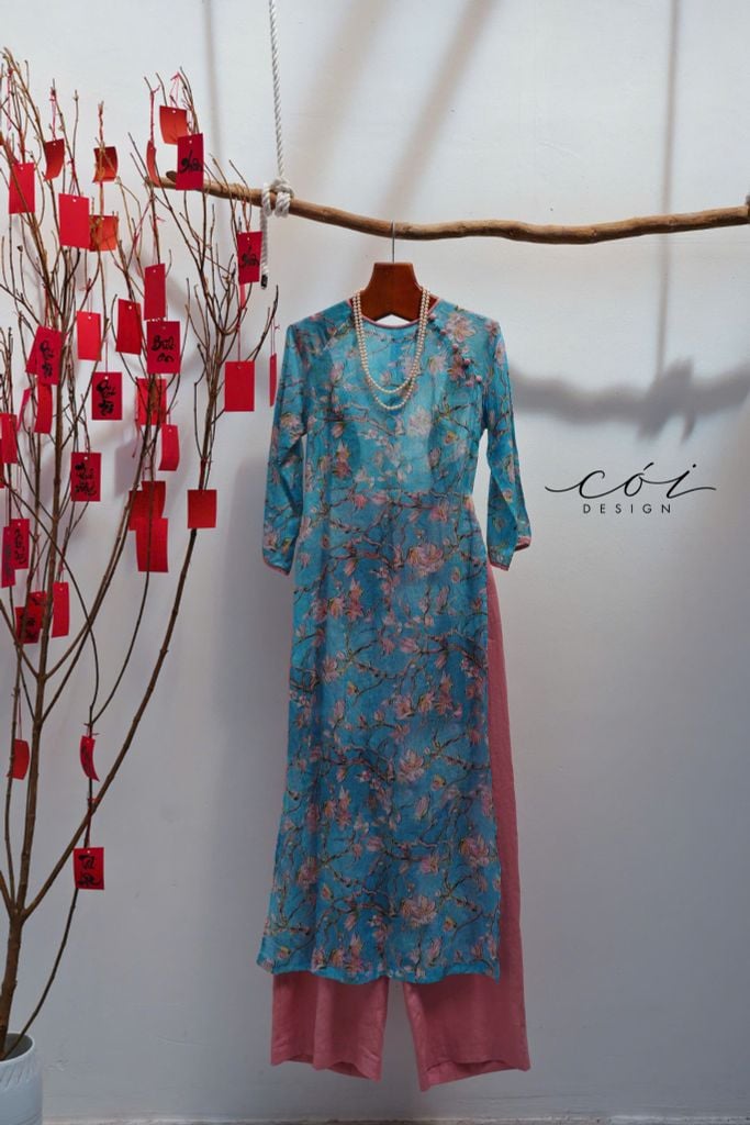 Áo dài sắc xuân Linen tưng premium Cói Design