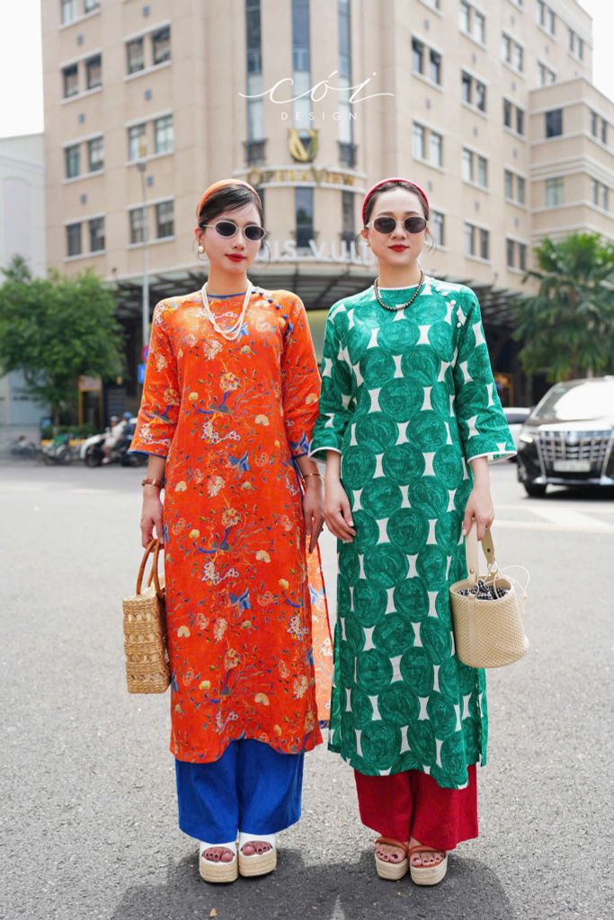 Set Áo Dài Sắc Xuân kèm quần suông Cói Design
