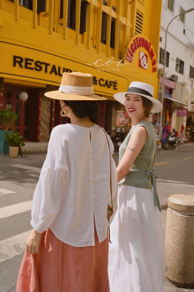 Chân váy suông lưng thun linen tưng Cói Design