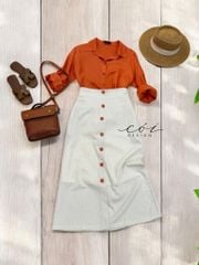 Chân váy nút bọc linen Cói Design