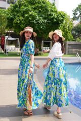 Đầm khoét eo tay phồng cotton hàn Cói Design