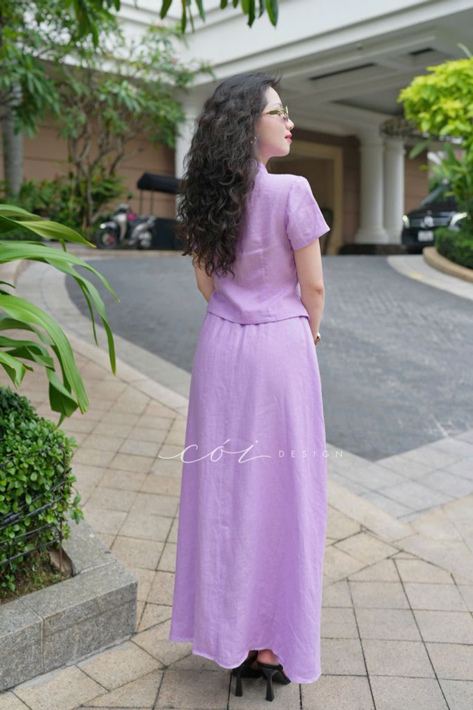 Chân váy suông lưng thun linen tưng Cói Design