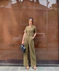 Set áo croptop quần suông linen Cói Design